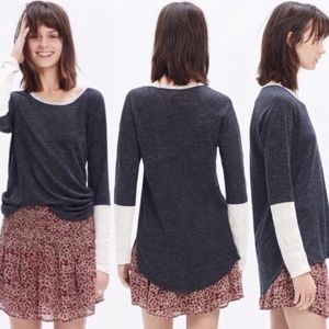 MADEWELL Linen Raglan Long Sleeve Gray Tee